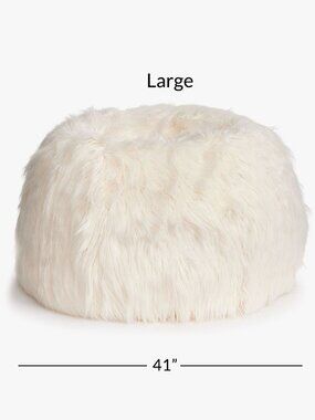 Pottery Barn Himalayan Faux Fur Ivory Bean Bag Chair Slipcover Large Furry NWT